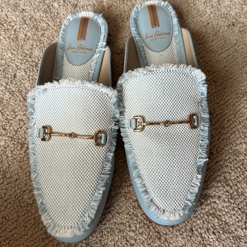 Sam Edelman Light Blue Fringed Loafers